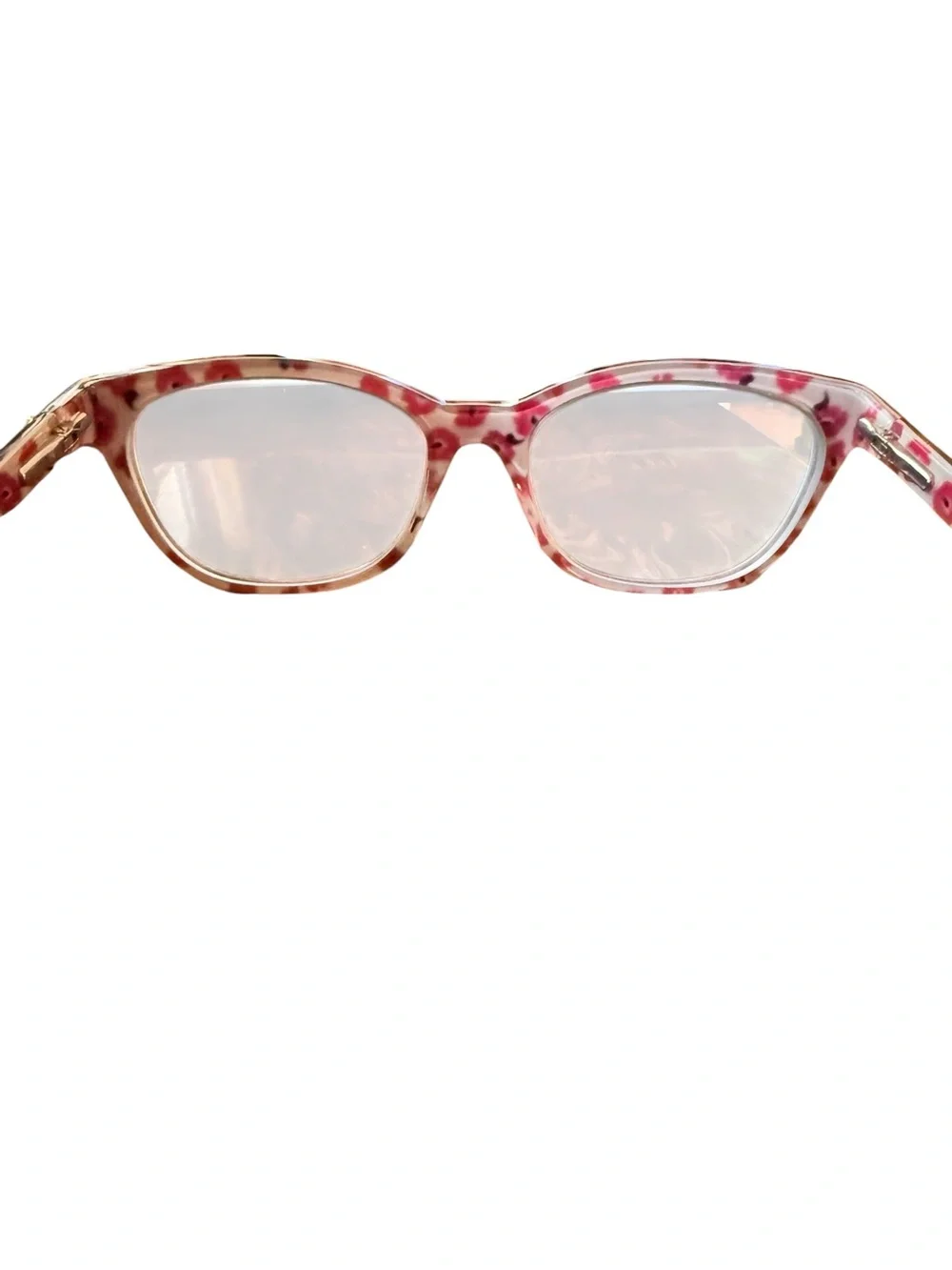 Kate Spade Tortoise Shell Cat-Eye Glasses with Pink Temple Accents